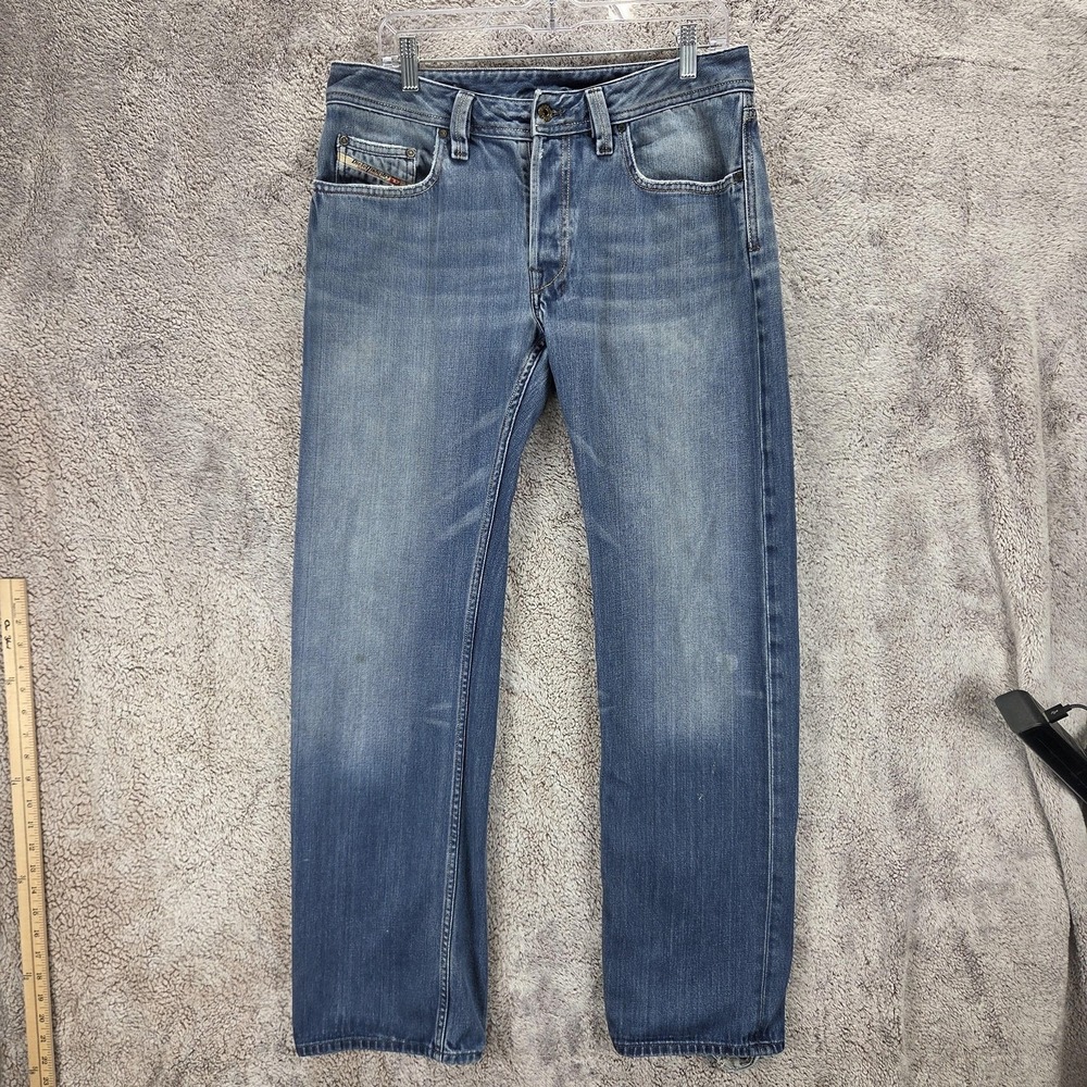 Diesel Jeans Mens 32x32 Blue Levan Relaxed Straight Button Fly Made Italy 0070E